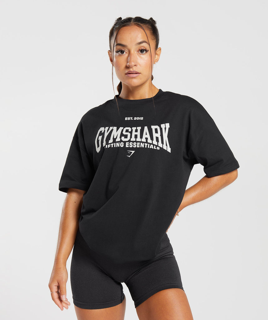 gymshark 2012 lifting oversized t shirt black