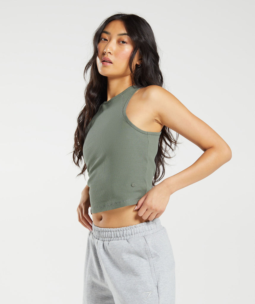 Gymshark Cotton Rib Midi Tank - Dusk Green | Gymshark