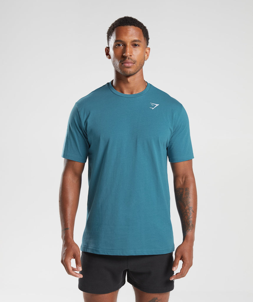 Gymshark Crest T-Shirt - Terrace Blue | Gymshark