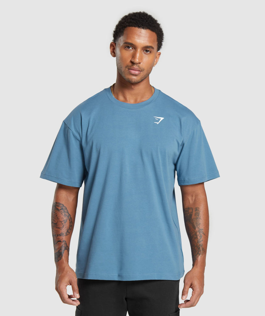 Gymshark Essential Oversized T-Shirt - Faded Blue | Gymshark