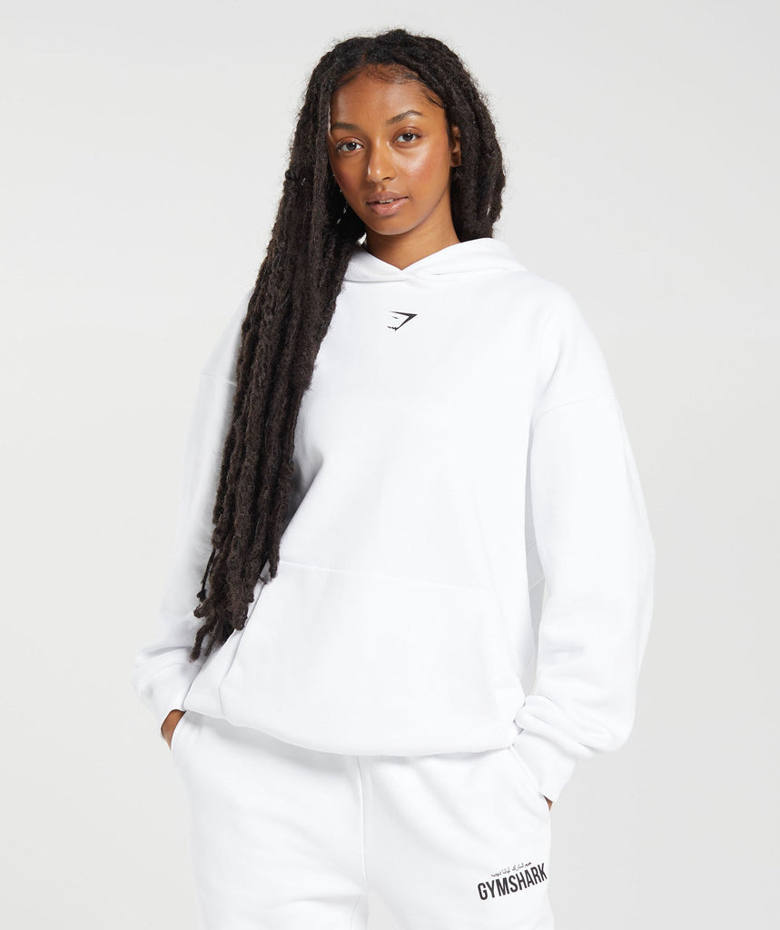 GS x Leana Deeb Oversized Hoodie - White | Gymshark