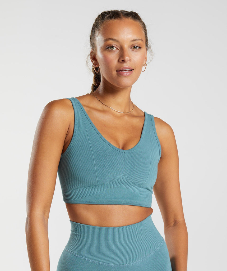 Gymshark Rest Day Seamless Bralette Charred Blue Gymshark 